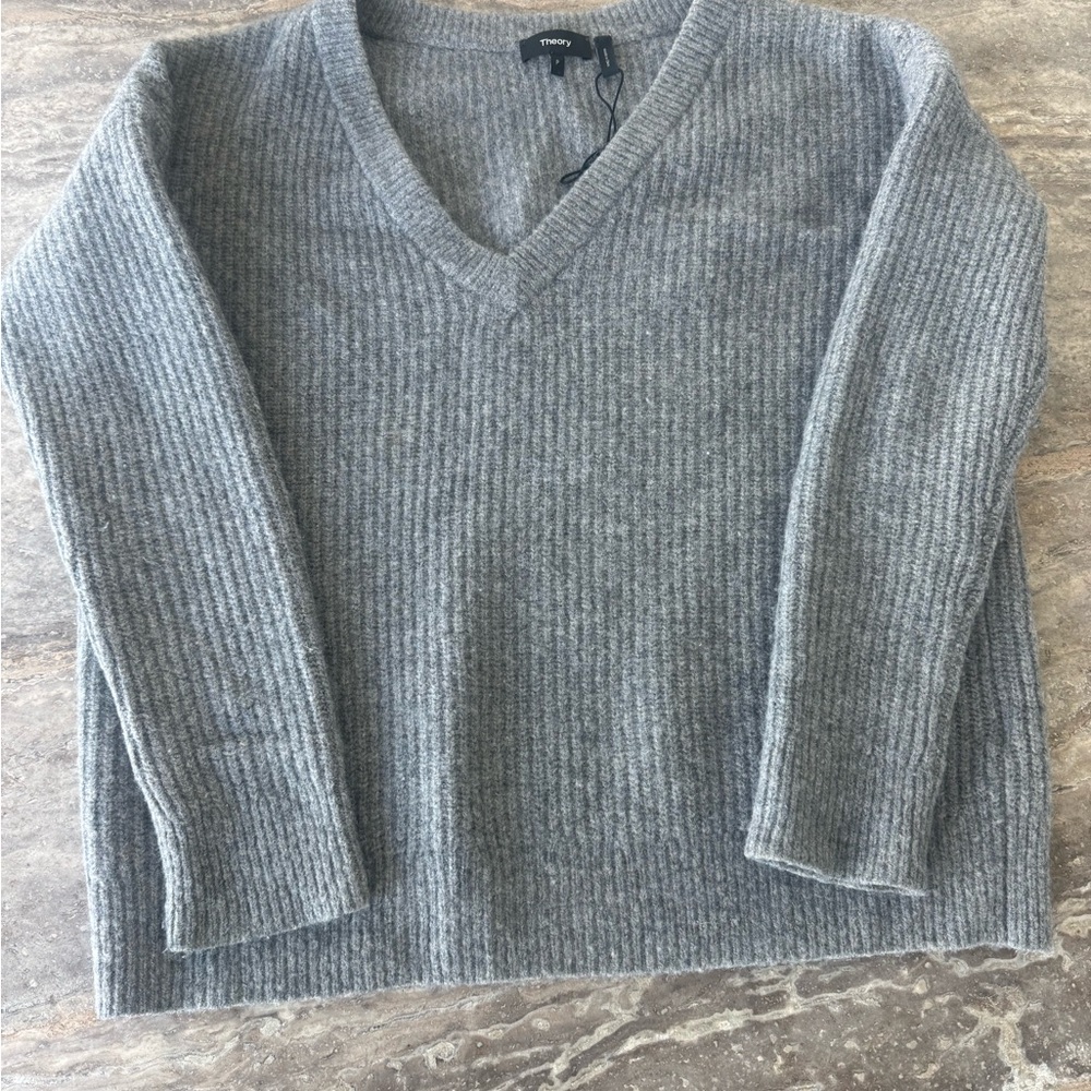 Theory Heather Gray Knit Sweater NWOT